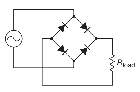 Schematic of a full-wave bridge rectifier circuit